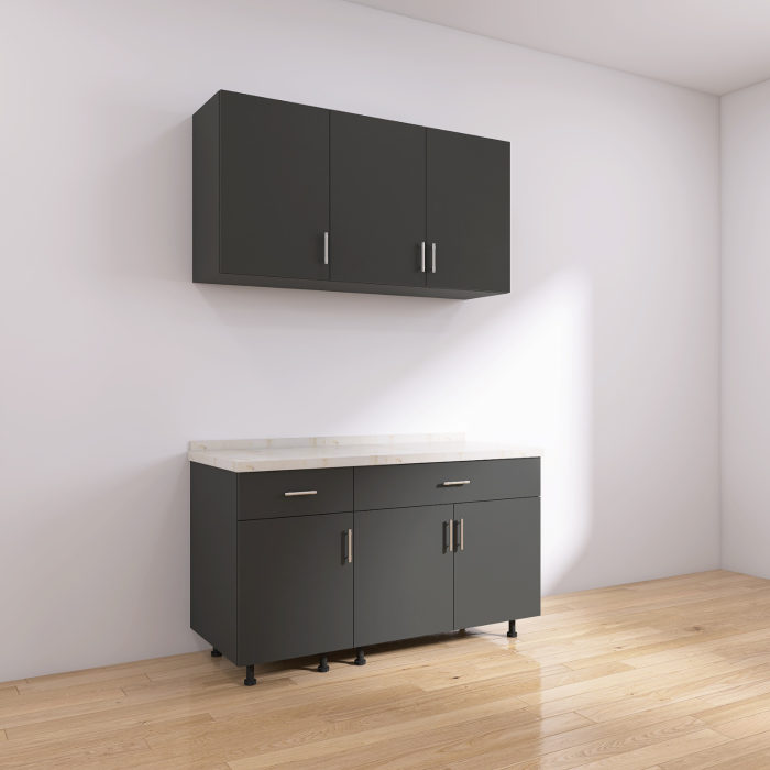 Set Bucatarie Modulara 120 cm, Culoarea Gri Antracit, Pal 18mm, Blat Termorezistent [2]