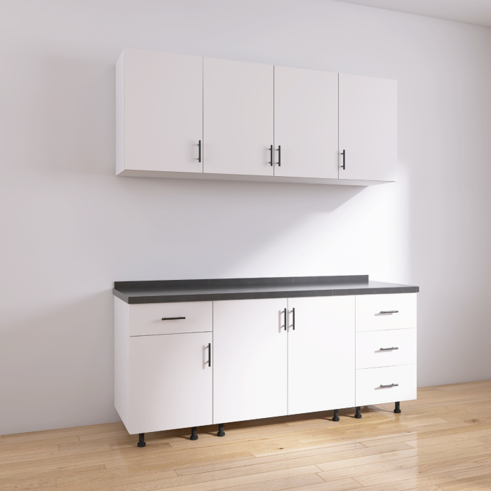 Set Bucatarie Modulara 160 cm, Culoarea Alb, Pal 18mm, Blat Termorezistent [2]