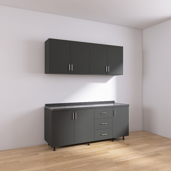 Set Bucatarie Modulara 160 cm, Culoarea Gri Antracit, Pal 18mm, Blat Termorezistent [3]