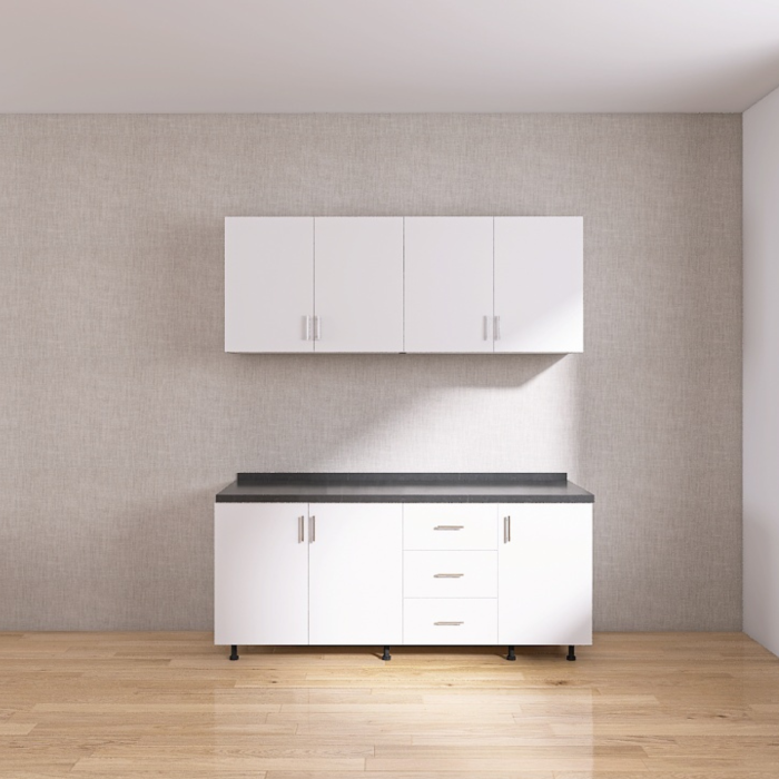 Set Bucatarie Modulara 160 cm, Culoarea Alb, Pal 18mm, Blat Termorezistent [4]