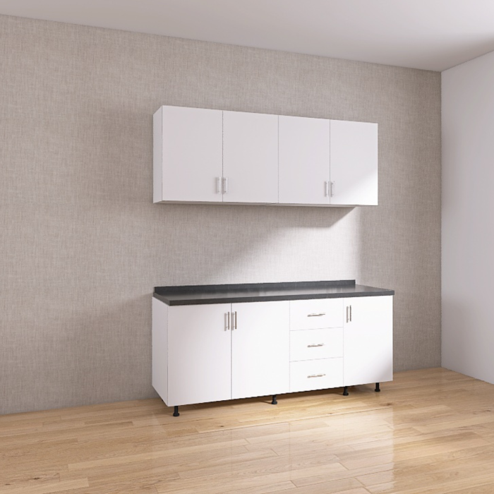 Set Bucatarie Modulara 160 cm, Culoarea Alb, Pal 18mm, Blat Termorezistent [3]