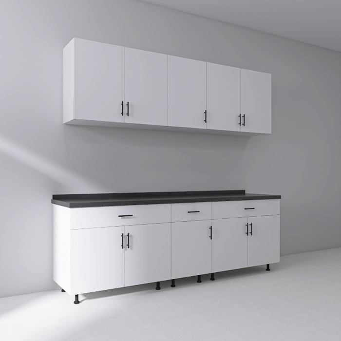 Set Bucatarie Modulara 200 cm, Culoarea ALB, Pal 18mm, Blat Termorezistent [3]