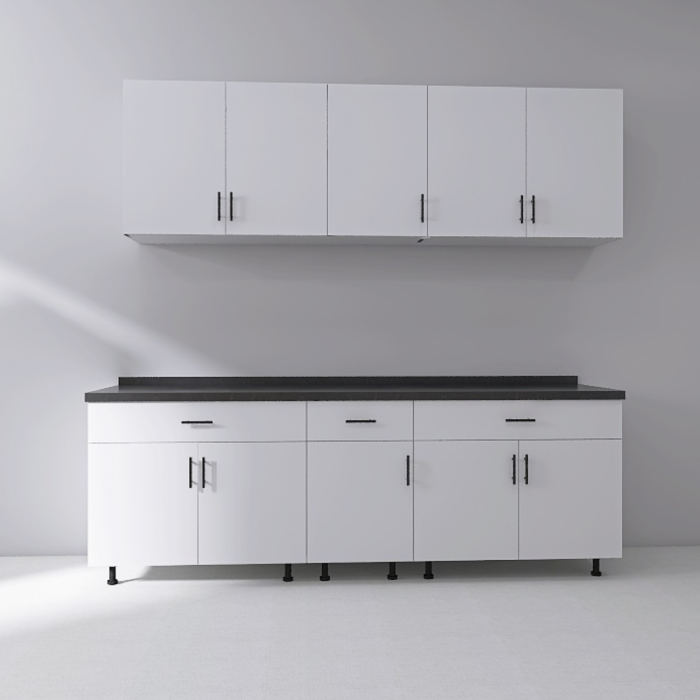 Set Bucatarie Modulara 200 cm, Culoarea ALB, Pal 18mm, Blat Termorezistent [2]