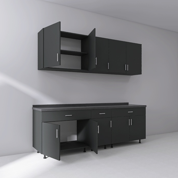 Set Bucatarie Modulara 200 cm, Culoarea GRI ANTRACIT, Pal 18mm, Blat Termorezistent [2]