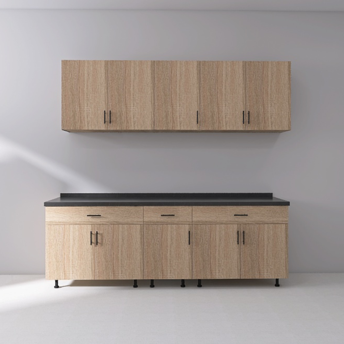 Set Bucatarie Modulara 200 cm, Culoarea Stejar Sonoma, Pal 18mm, Blat Termorezistent [3]