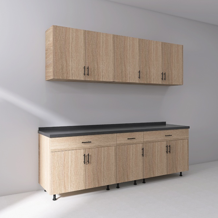 Set Bucatarie Modulara 200 cm, Culoarea Stejar Sonoma, Pal 18mm, Blat Termorezistent [4]