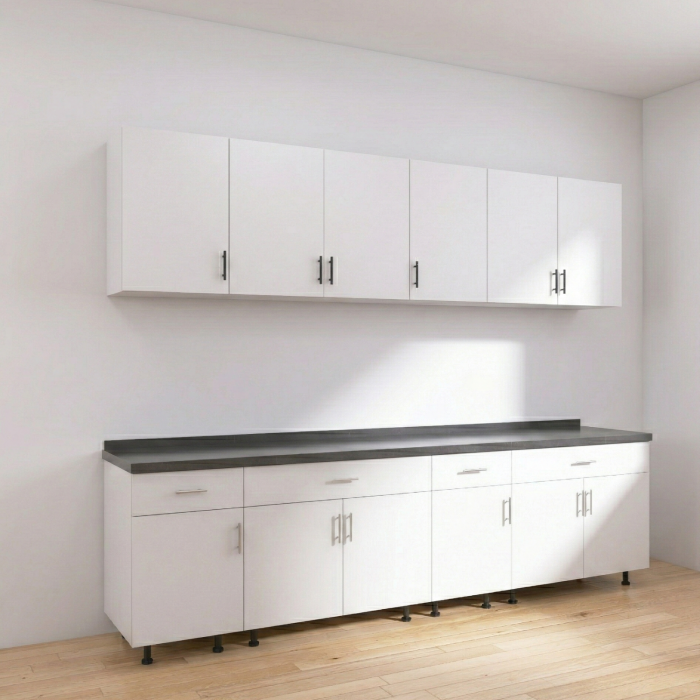 Set Bucatarie Modulara 240 cm, Culoarea ALB, Pal 18mm, Blat Termorezistent [2]