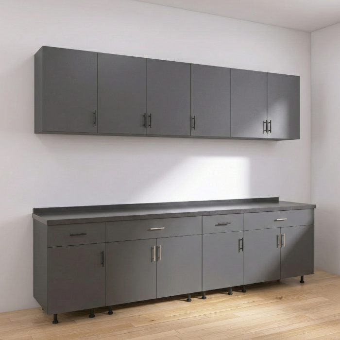 Set Bucatarie Modulara 240 cm, Culoarea GRI ANTRACIT , Pal 18mm, Blat Termorezistent [3]