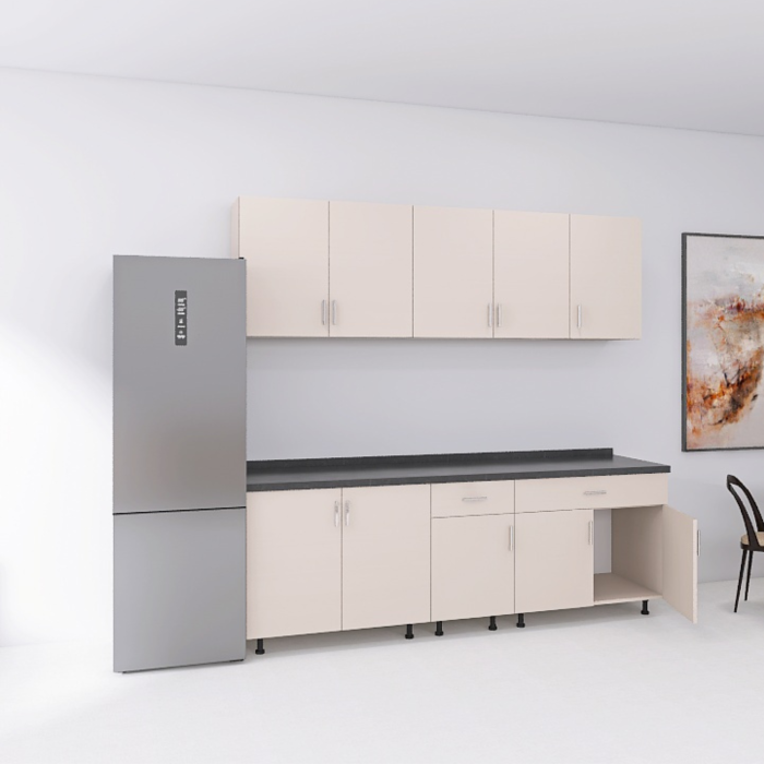 Set Bucatarie Modulara Lori 200 cm, Culoarea CASMIR - Alb, Pal 18mm, Blat Termorezistent [2]