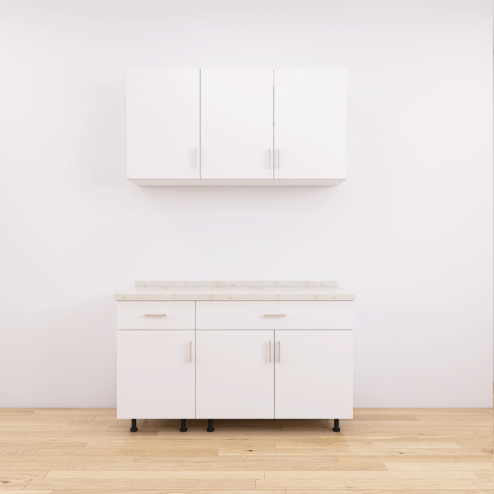 Set Bucatarie Modulare 100 cm, Culoarea Alb, Pal 18mm, Blat Termorezistent [2]