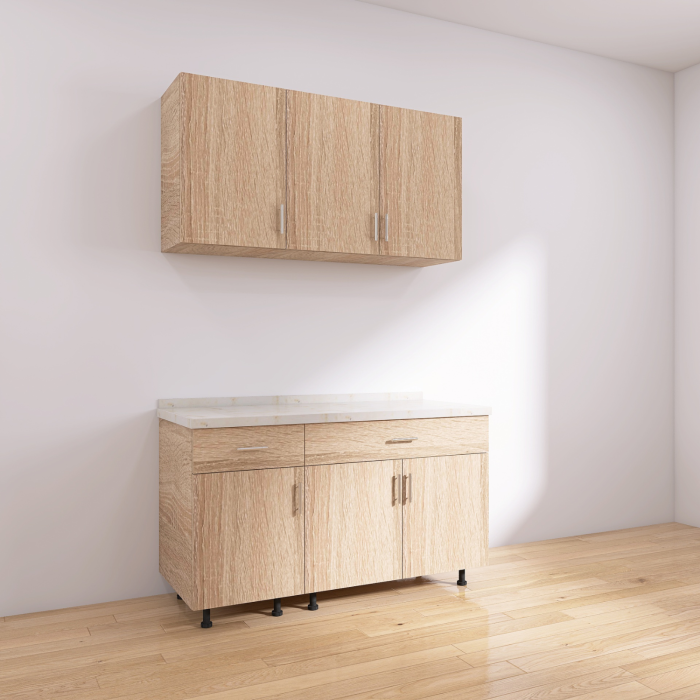 Set Bucatarie Modulare 100 cm, Culoarea Stejar Sonoma, Pal 18mm, Blat Termorezistent [2]