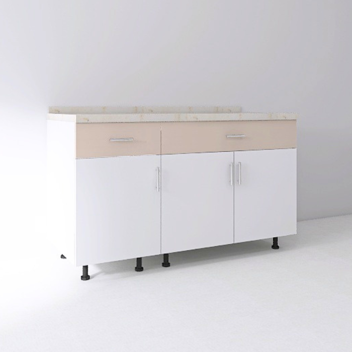 Set Corp Inferior Bucatarie 120cm, Culoarea ALB- CASMIR, Pal 18mm, Blat Termorezistent [2]