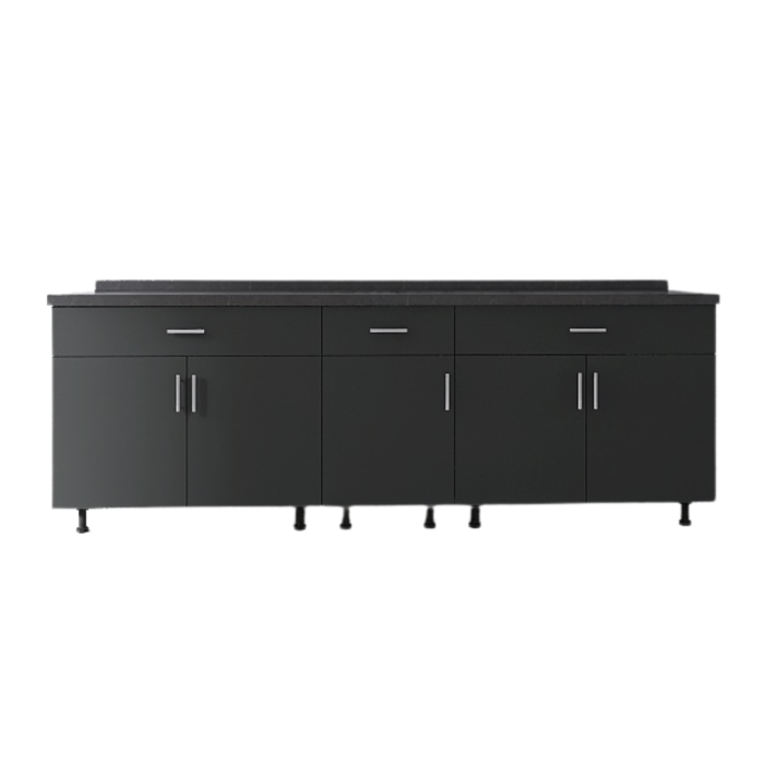 Set Corp Inferior Bucatarie 200 cm, Culoarea GRI ANTRACIT, Pal 18mm, Blat Termorezistent [3]