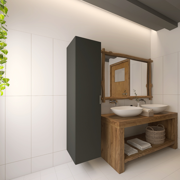 Soldat Baie Suspendat, H120 x L30 x A20 cm, Balamale soft close, Culoare Gri Antracit, Pal 18mm [2]