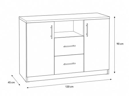 Comoda DELA, Culoare Gri-Sonoma, H90 x A45 x L120 [2]