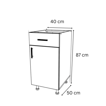 Corp Inferior Bucatarie H90 x A50 x L40cm, Culoare Gri Antracit, Pal 18mm [3]