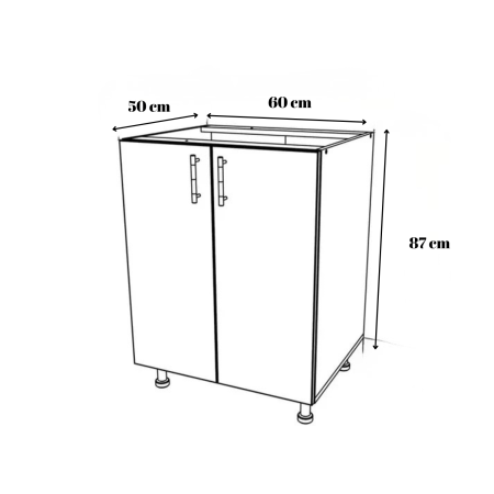 Corp Inferior Bucatarie PAL 18 mm, H90 x A50 x L60 cm,Culoare Gri Antracit, Blat Termorezistent 2,8 cm [1]