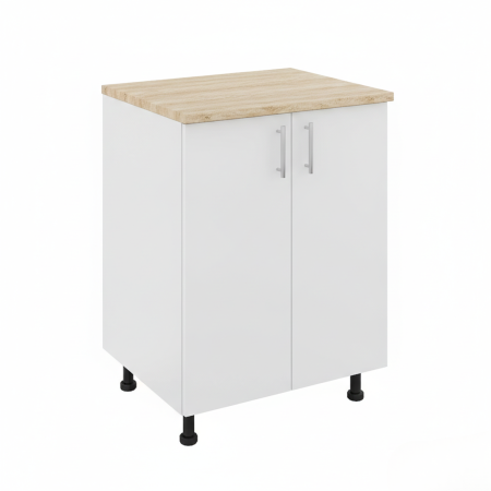 Corpuri Bucatarie - Corp Inferior Bucatarie PAL 18 mm, H90 x A50 x L80 cm,Culoare Alb, Blat Termorezistent 2,8 cm