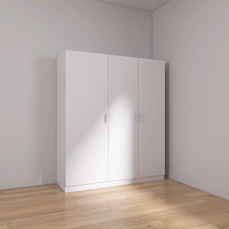 Dulap 3 usi cu rafturi si bara haine, H200 x A50 x L120 cm, Culoare Alb, Pal 18mm [1]