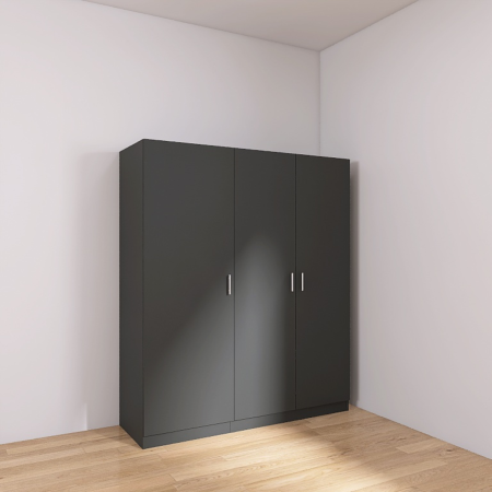 Dulap 3 usi cu rafturi si bara haine, H200 x A50 x L120 cm, Culoare Gri Antracit, Pal 18mm [1]