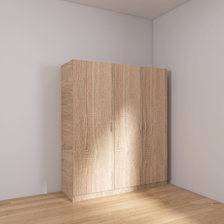Dulap 3 usi cu rafturi si bara haine, H200 x A50 x L120 cm, Culoare Stejar Sonoma, Pal 18mm [1]