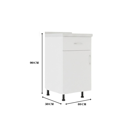 Corp Inferior Bucatarie H90 x A50 x L40cm, Culoare Alb, Pal 18mm [2]