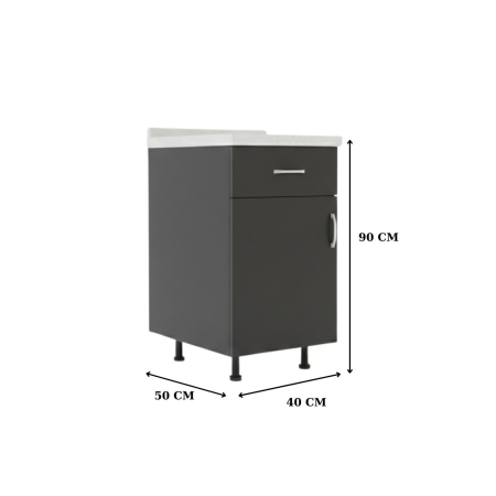 Corp Inferior Bucatarie H90 x A50 x L40cm, Culoare Gri Antracit, Pal 18mm [2]