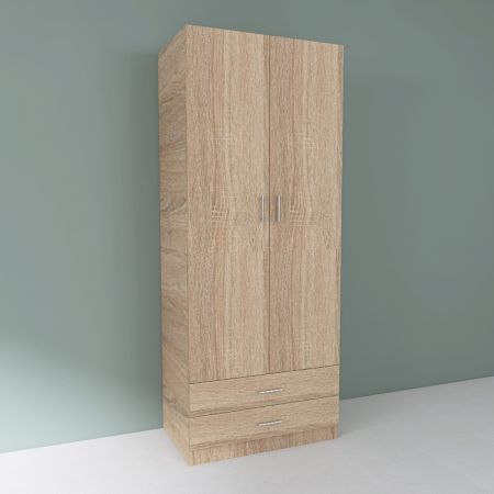 Dulap cu 2 sertare si 3 rafturi, H200 x A50 x L80cm, Pal 18mm, Culoare Stejar Sonoma [2]