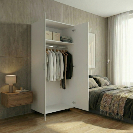 Dulap cu Bara Haine , Culoare Alb, H200 x A50 x L80 ,Balamale soft close, Pal 18 mm [1]