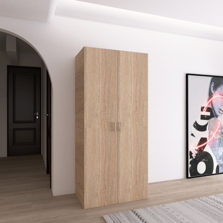 Dulapuri - Dulap cu Bara Haine si un raft, H200 x A50 x L80cm, Pal 18mm, Culoare Stejar Sonoma