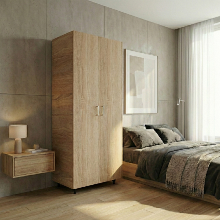 Dulapuri - Dulap cu bara haine , Sonoma , 200x50x80 ,Balamale soft close, Pal 18 mm