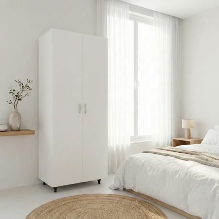 Dulapuri - Dulap cu rafturi, Alb , 200x40x80 ,Balamale soft close, Pal 18 mm