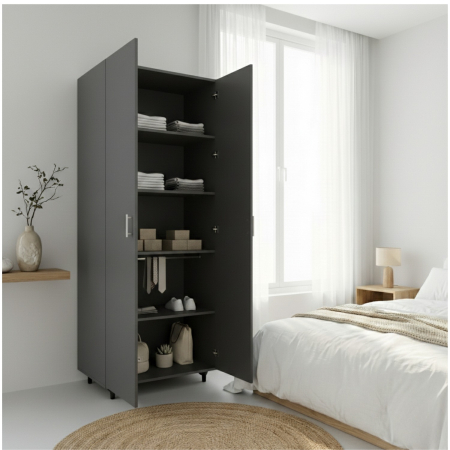 Dulapuri - Dulap cu rafturi, Gri Antracit, 200x40x80 ,Balamale soft close, Pal 18 mm