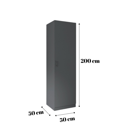 Dulap cu o usa cu bara haine, H200 x A50 x L50 cm, PAL 18 mm, Culoare Gri Antracit [1]