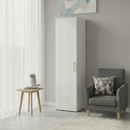 Dulapuri - Dulap cu o usa cu 4 rafturi, H200 x A50 x L50 cm, PAL 18 mm, Culoare Alb