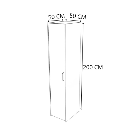Dulap cu o usa cu 4 rafturi, H200 x A50 x L50 cm, PAL 18 mm, Culoare Gri Antracit [1]