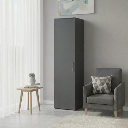 Dulapuri - Dulap cu o usa cu 4 rafturi, H200 x A50 x L50 cm, PAL 18 mm, Culoare Gri Antracit