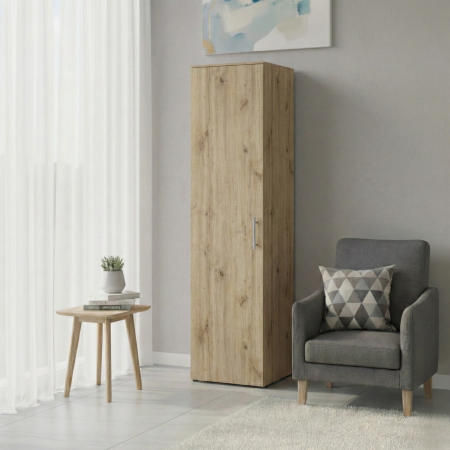 Dulapuri - Dulap cu o usa cu 4 rafturi, H200 x A50 x L50 cm, PAL 18 mm, Culoare Stejar Sonoma