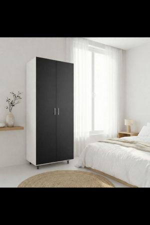 Dulapuri - Dulap cu rafturi, Alb/Gri antracit , 200x40x80 ,Balamale soft close,  Pal 18 mm