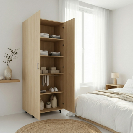 Dulapuri - Dulap cu rafturi, Sonoma , 200x40x80 , Balamale soft close, Pal 18 mm