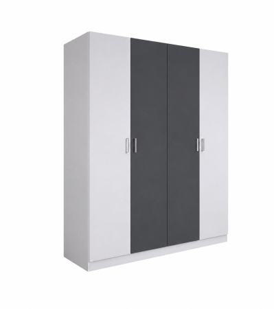 Dulap Haine 4 Usi, H200 x A50 L160cm, Culoare Alb/ Antracit ,Balamale Soft Close, Material Pal 18mm [2]