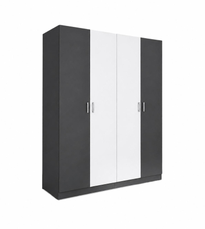 Dulap Haine 4 Usi, H200 x A50 L160cm, Culoare Gri Antracit / Alb, Material Pal 18mm [2]