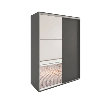 Dulap usi Culisante cu Oglinda, H200 x A60 x L140 cm, Pal 18mm, Culoare Gri Antracit [2]