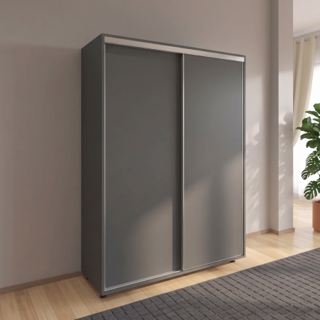 Dulap usi Culisante cu Rafturi, H200 x A60 x L120 cm, Pal 18mm, Culoare Gri Antracit [1]