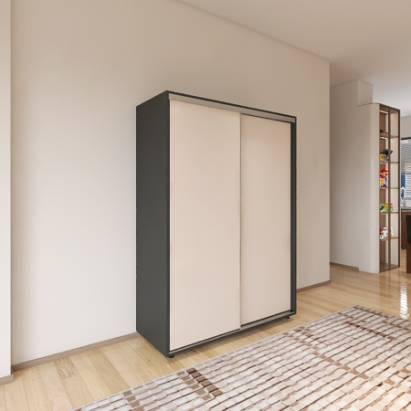 DULAP USI CULISANTE - Dulap usi Culisante, H200 x A60 x L100 cm, Pal 18mm, Culoare GriAntracit - Casmir