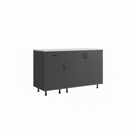 Corp Inferior Bucatarie  cu 3 usi si un sertar, L120 x A50 x H90cm, Culoare Gri Antracit, Pal 18mm [1]