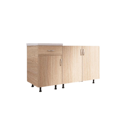 Corp Inferior Bucatarie  cu 3 usi si un sertar, L120 x A50 x H90cm, Culoare Stejar Sonoma, Pal 18mm [1]
