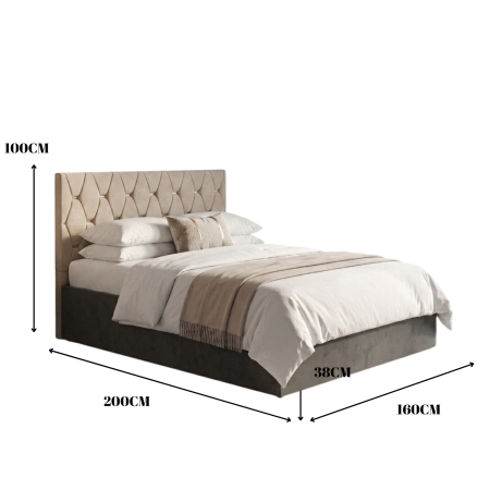 Pat Paris 160 x 200 cm, Tablie Tapitata, Structura PAL 18mm Culoare Gri Antracit [2]