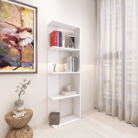 Raft perete, 5 rafturi, alb, 160x21x40cm [1]