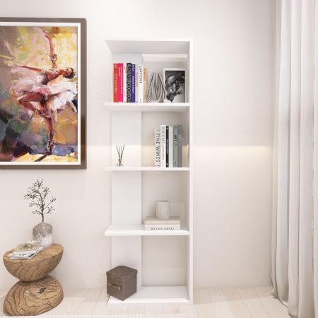 Biblioteci - Raft perete, 5 rafturi, alb, 160x21x40cm